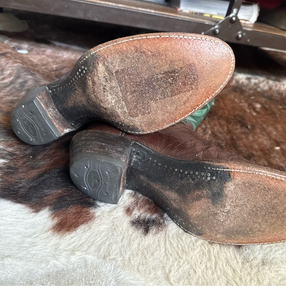 PAUL BROWN women’s ostrich leather green boots size W9? - Picture 5 of 7